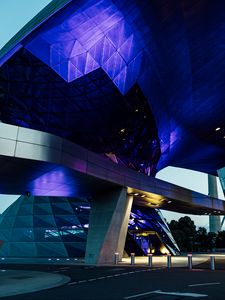 Preview wallpaper building, bridge, blue, facade, dark