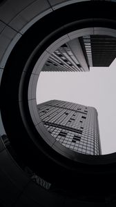 Preview wallpaper building, bw, circle, facade