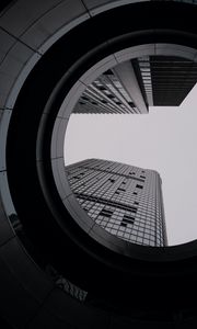 Preview wallpaper building, bw, circle, facade