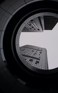 Preview wallpaper building, bw, circle, facade