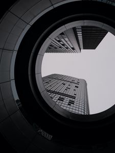 Preview wallpaper building, bw, circle, facade
