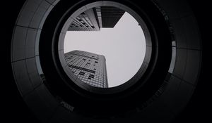 Preview wallpaper building, bw, circle, facade