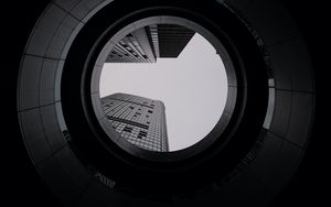 Preview wallpaper building, bw, circle, facade