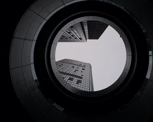 Preview wallpaper building, bw, circle, facade