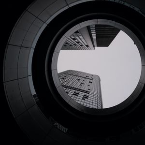 Preview wallpaper building, bw, circle, facade