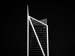 Preview wallpaper building, bw, facade, minimalism, black