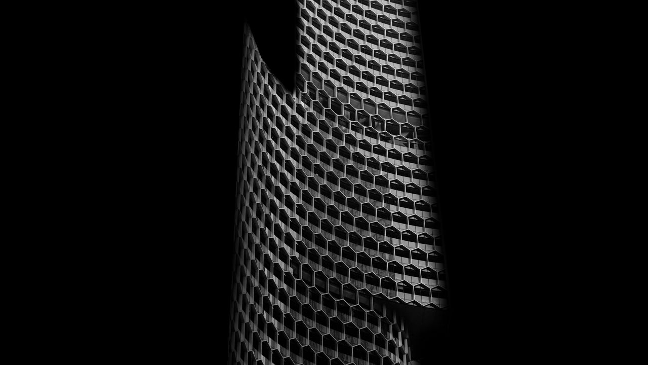 Wallpaper building, bw, minimalism, shadows