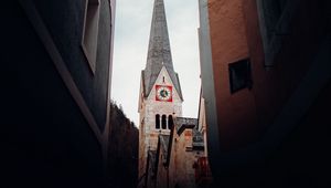 Preview wallpaper building, chapel, spire, architecture, city