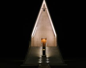 Preview wallpaper building, church, architecture, dark, triangle