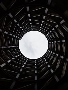 Preview wallpaper building, circle, bw, construction, sky