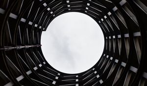 Preview wallpaper building, circle, bw, construction, sky