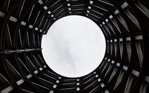 Preview wallpaper building, circle, bw, construction, sky