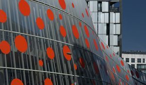 Preview wallpaper building, circles, architecture, facade