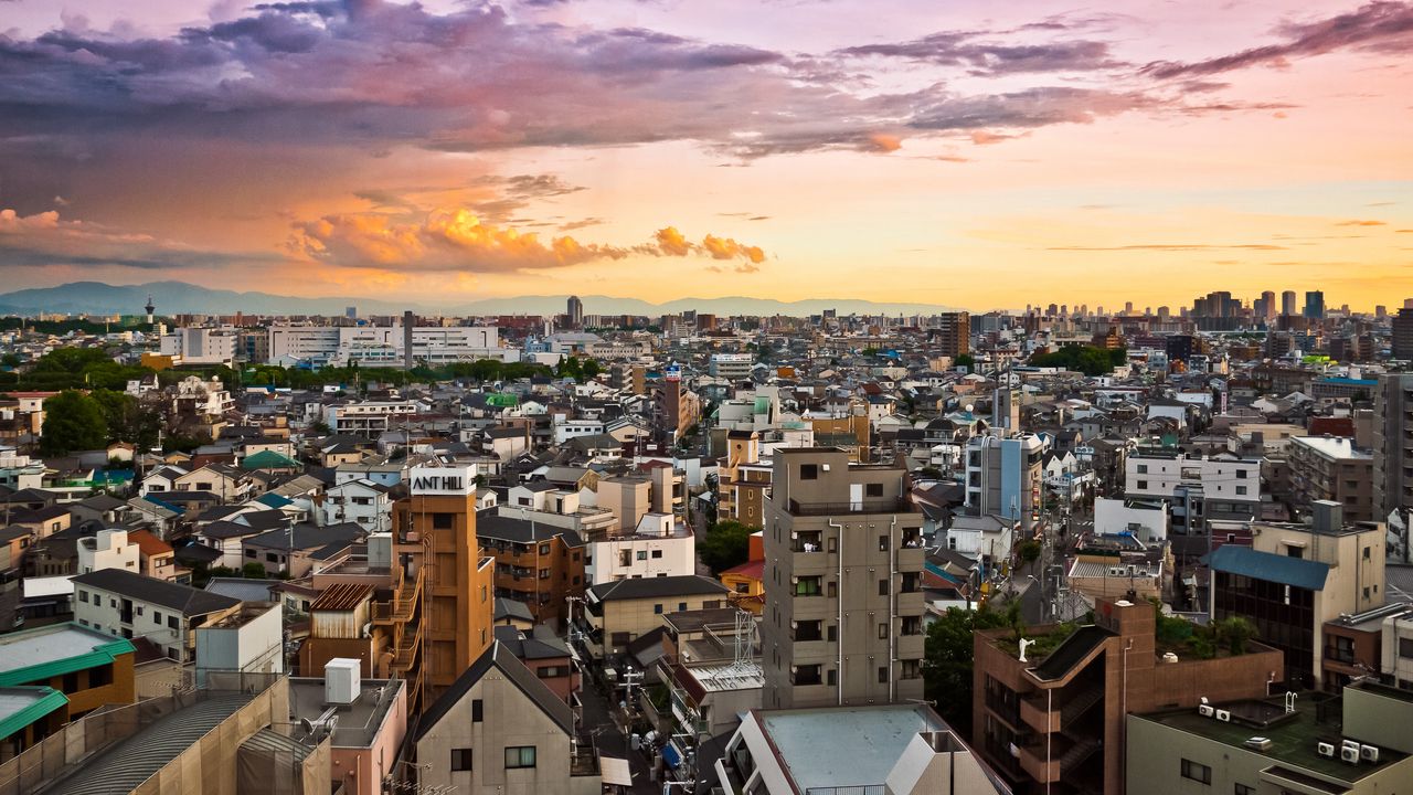 Wallpaper building, city, architecture, sunset, sky
