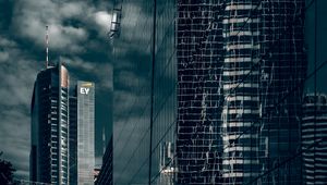Preview wallpaper building, city, reflection, skyscrapers
