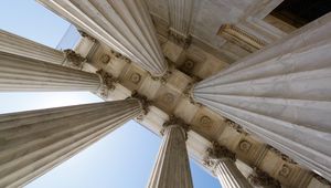 Preview wallpaper building, columns, architecture, bottom view