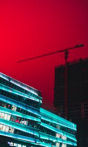 Preview wallpaper building, construction, crane, architecture, city sky, red