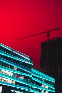 Preview wallpaper building, construction, crane, architecture, city sky, red