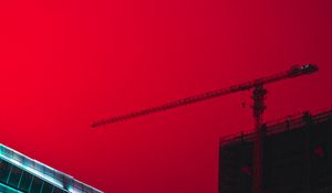 Preview wallpaper building, construction, crane, architecture, city sky, red