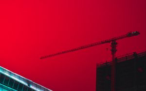 Preview wallpaper building, construction, crane, architecture, city sky, red