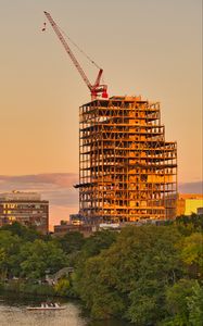 Preview wallpaper building, construction, frame, trees