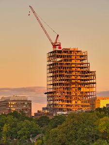 Preview wallpaper building, construction, frame, trees