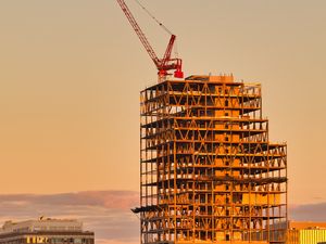 Preview wallpaper building, construction, frame, trees