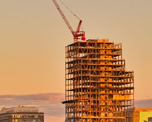 Preview wallpaper building, construction, frame, trees