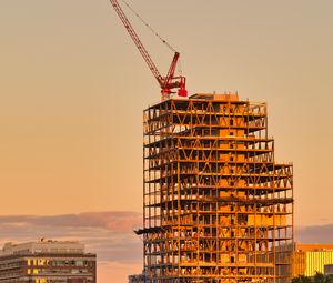 Preview wallpaper building, construction, frame, trees