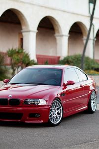 Preview wallpaper building, coupe, red, e46, bmw, m3