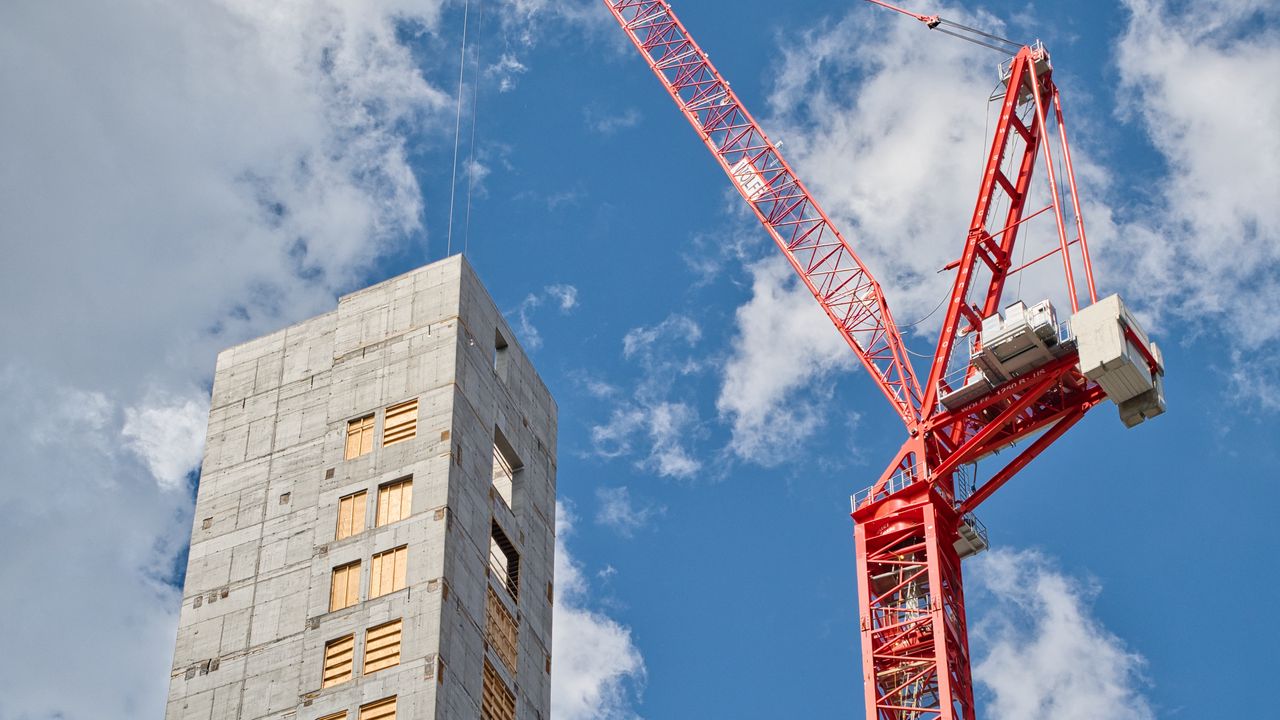 Wallpaper building, crane, construction