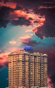 Preview wallpaper building, cupola, facade, clouds, sky