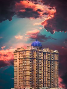 Preview wallpaper building, cupola, facade, clouds, sky