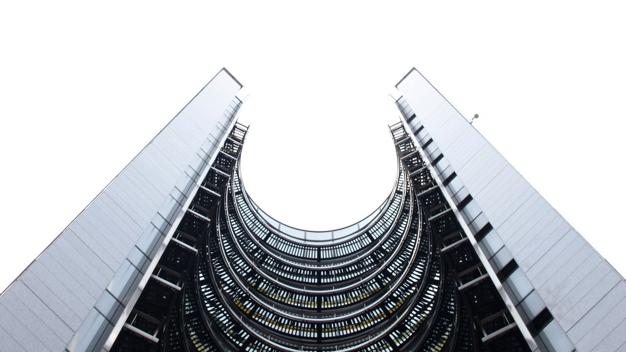 Wallpaper building, curve, facade, view from below