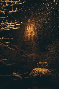 Preview wallpaper building, dark, night, snow