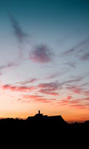 Preview wallpaper building, dark, shape, dusk, sunset