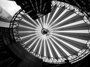 Preview wallpaper building, dome, bw, architecture, construction