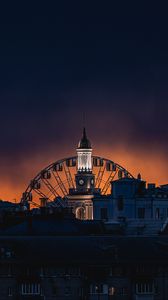 Preview wallpaper building, dome, ferris wheel, city, night, dark