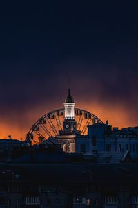 Preview wallpaper building, dome, ferris wheel, city, night, dark