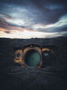 Preview wallpaper building, door, hobbiton movie set, new zealand