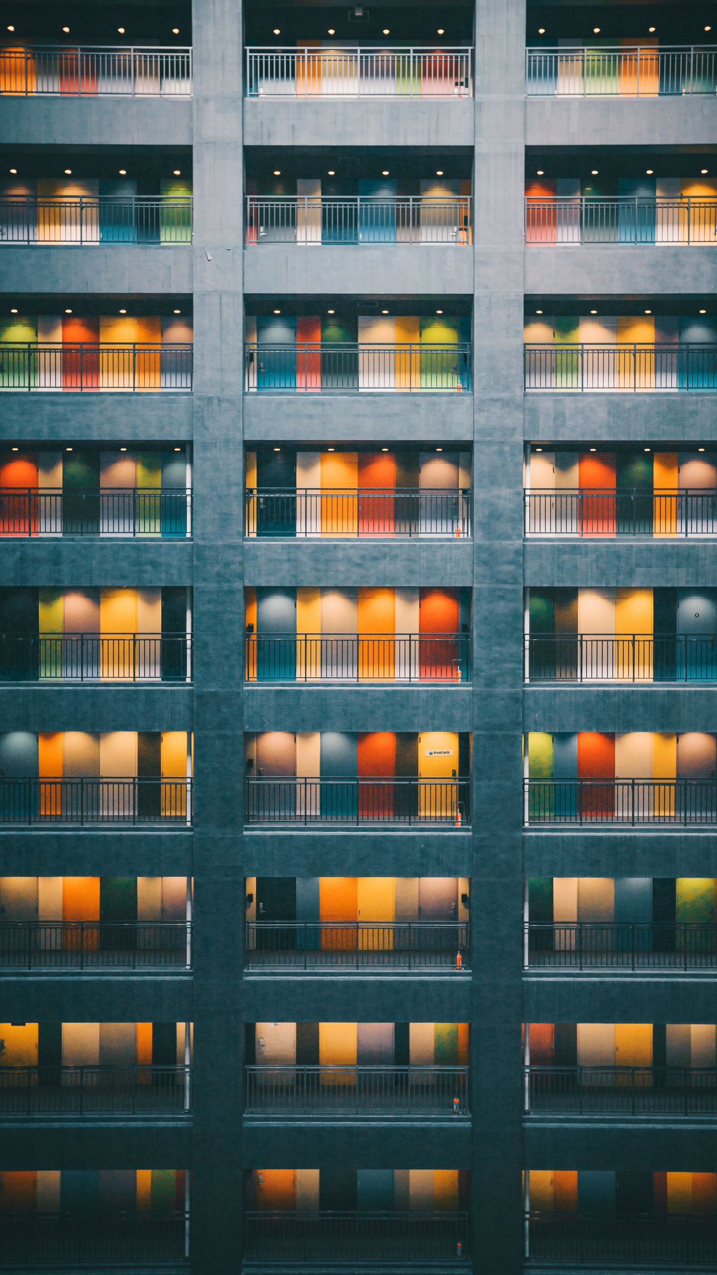 1440x2560 Wallpaper building, doors, architecture, minimalism, colorful