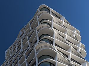 Preview wallpaper building, edges, balconies, architecture, white