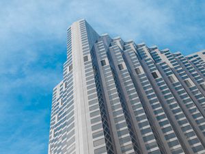 Preview wallpaper building, edges, facade, bottom view, sky