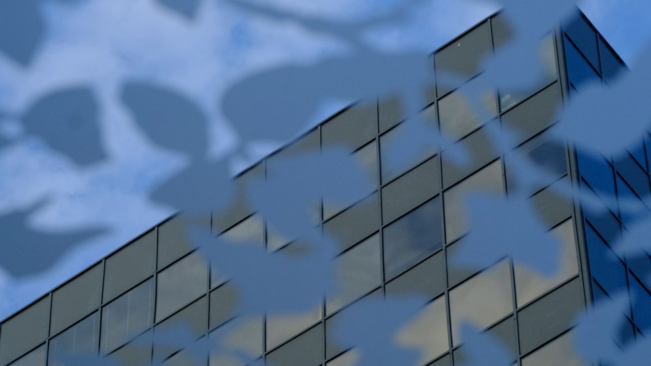 Wallpaper building, edges, squares, blue