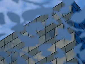 Preview wallpaper building, edges, squares, blue