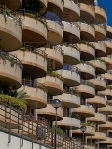 Preview wallpaper building, facade, architecture, balconies, lanterns