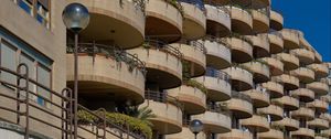 Preview wallpaper building, facade, architecture, balconies, lanterns