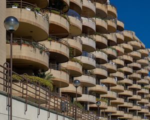 Preview wallpaper building, facade, architecture, balconies, lanterns