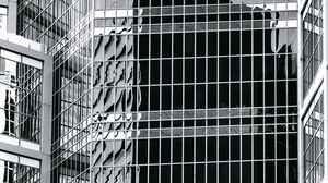 Preview wallpaper building, facade, architecture, windows, bw