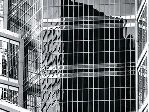 Preview wallpaper building, facade, architecture, windows, bw